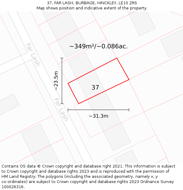 37, FAR LASH, BURBAGE, HINCKLEY, LE10 2RS: Plot and title map
