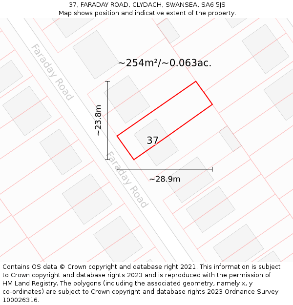 37, FARADAY ROAD, CLYDACH, SWANSEA, SA6 5JS: Plot and title map