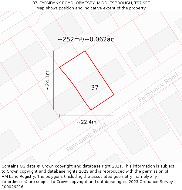 37, FARMBANK ROAD, ORMESBY, MIDDLESBROUGH, TS7 9EE: Plot and title map