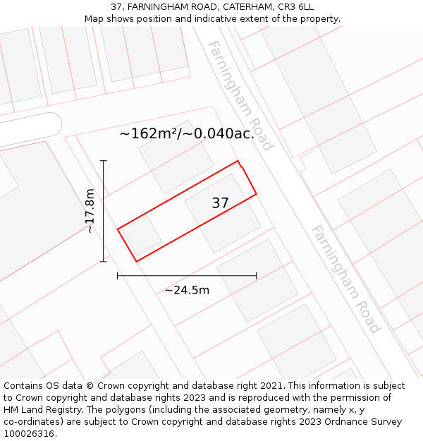 37, FARNINGHAM ROAD, CATERHAM, CR3 6LL: Plot and title map