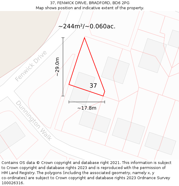 37, FENWICK DRIVE, BRADFORD, BD6 2PG: Plot and title map