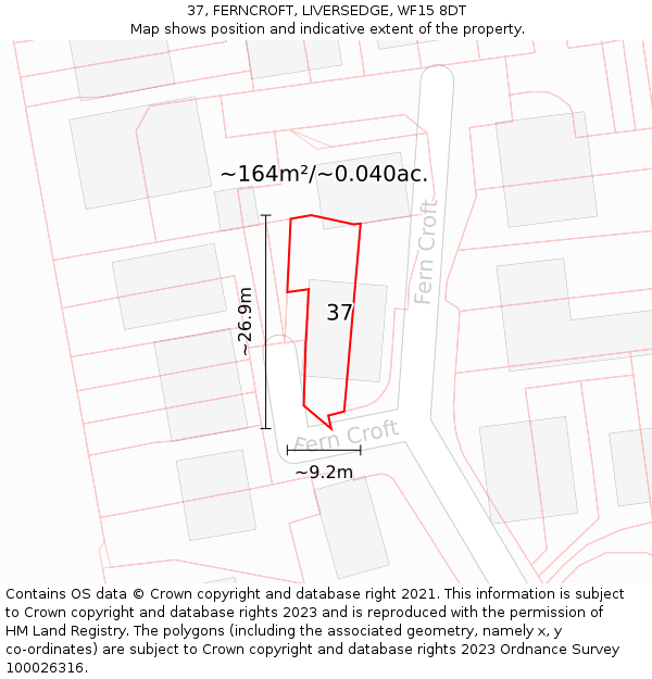 37, FERNCROFT, LIVERSEDGE, WF15 8DT: Plot and title map