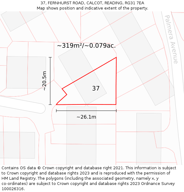 37, FERNHURST ROAD, CALCOT, READING, RG31 7EA: Plot and title map