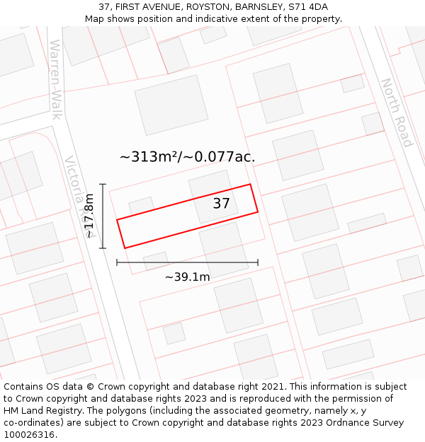 37, FIRST AVENUE, ROYSTON, BARNSLEY, S71 4DA: Plot and title map