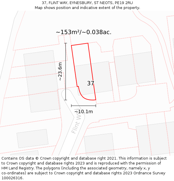 37, FLINT WAY, EYNESBURY, ST NEOTS, PE19 2RU: Plot and title map