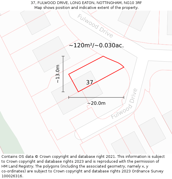 37, FULWOOD DRIVE, LONG EATON, NOTTINGHAM, NG10 3RF: Plot and title map