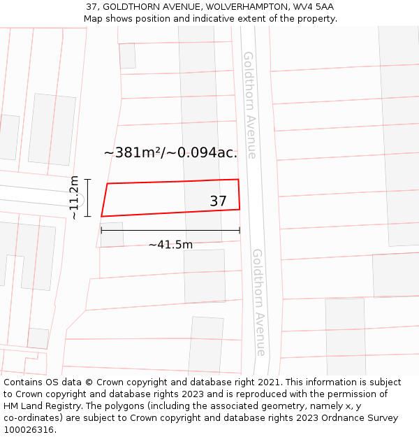 37, GOLDTHORN AVENUE, WOLVERHAMPTON, WV4 5AA: Plot and title map