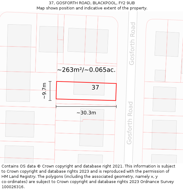 37, GOSFORTH ROAD, BLACKPOOL, FY2 9UB: Plot and title map