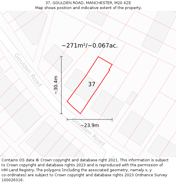 37, GOULDEN ROAD, MANCHESTER, M20 4ZE: Plot and title map