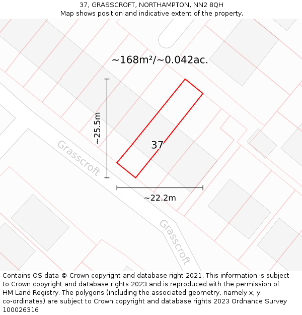 37, GRASSCROFT, NORTHAMPTON, NN2 8QH: Plot and title map