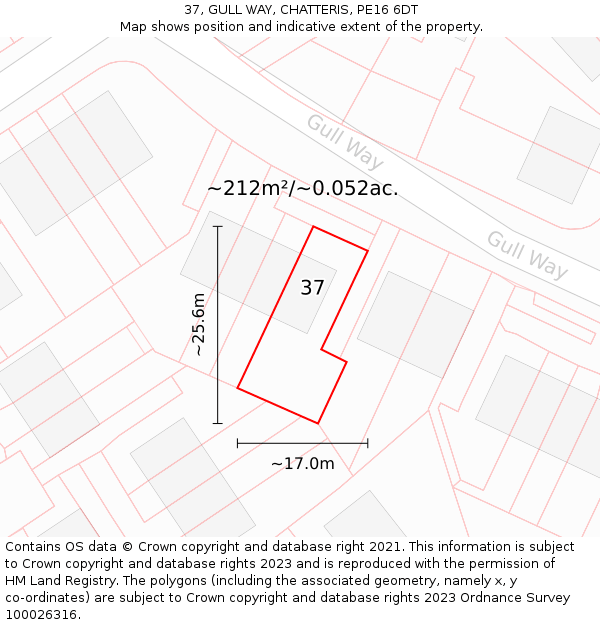 37, GULL WAY, CHATTERIS, PE16 6DT: Plot and title map