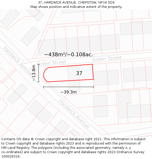 37, HARDWICK AVENUE, CHEPSTOW, NP16 5DS: Plot and title map