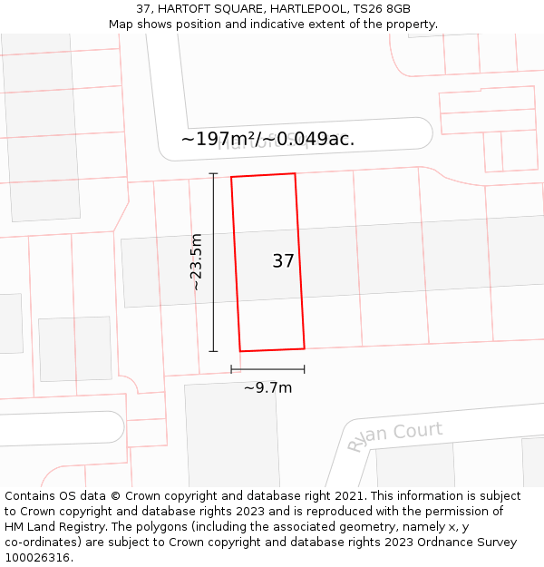 37, HARTOFT SQUARE, HARTLEPOOL, TS26 8GB: Plot and title map