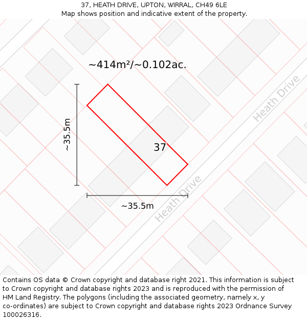 37, HEATH DRIVE, UPTON, WIRRAL, CH49 6LE: Plot and title map