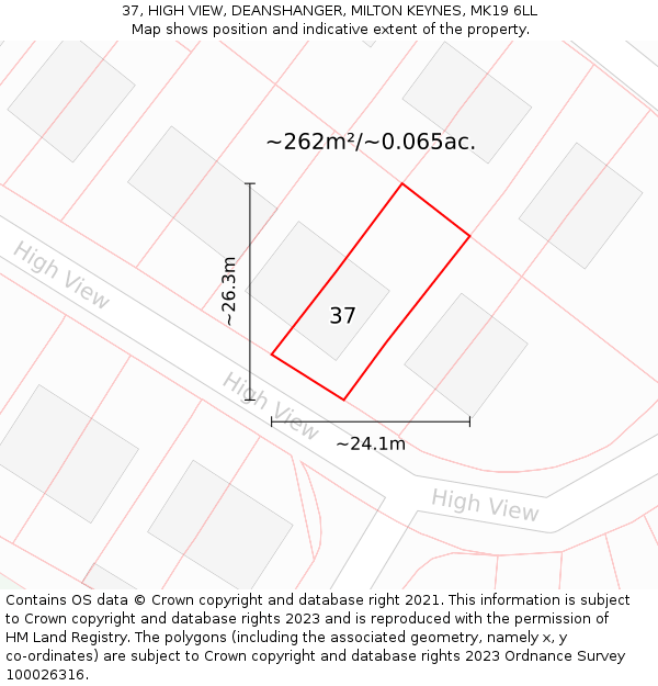37, HIGH VIEW, DEANSHANGER, MILTON KEYNES, MK19 6LL: Plot and title map