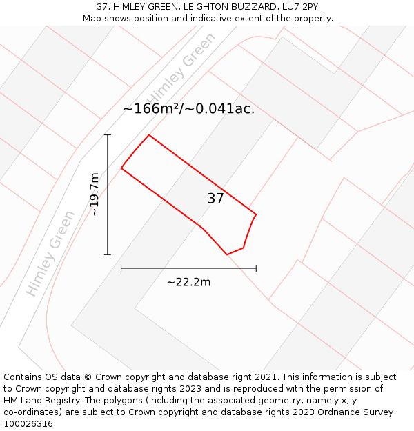 37, HIMLEY GREEN, LEIGHTON BUZZARD, LU7 2PY: Plot and title map