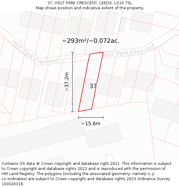 37, HOLT PARK CRESCENT, LEEDS, LS16 7SL: Plot and title map