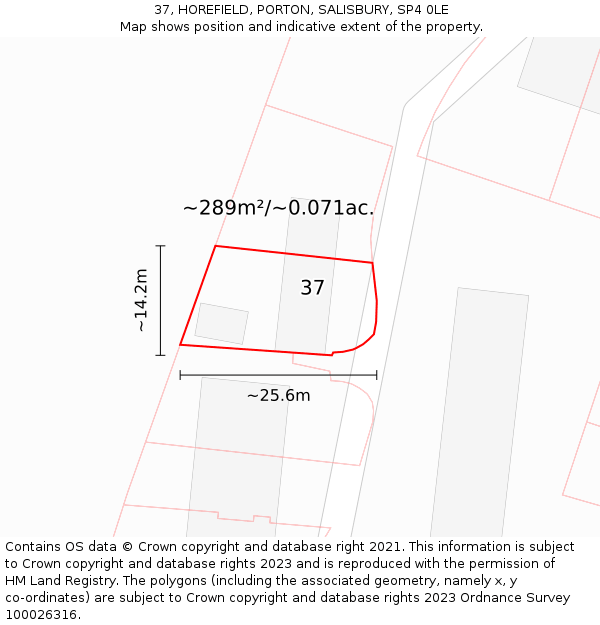 37, HOREFIELD, PORTON, SALISBURY, SP4 0LE: Plot and title map