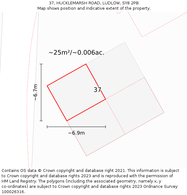 37, HUCKLEMARSH ROAD, LUDLOW, SY8 2PB: Plot and title map