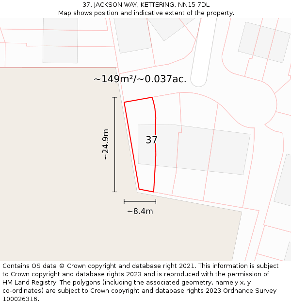 37, JACKSON WAY, KETTERING, NN15 7DL: Plot and title map