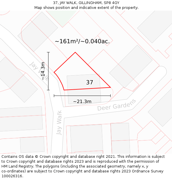 37, JAY WALK, GILLINGHAM, SP8 4GY: Plot and title map