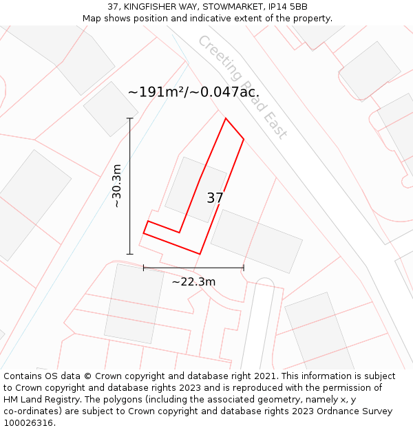 37, KINGFISHER WAY, STOWMARKET, IP14 5BB: Plot and title map