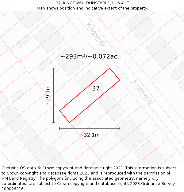 37, KINGSWAY, DUNSTABLE, LU5 4HE: Plot and title map