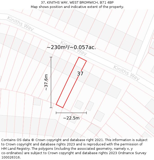 37, KINITHS WAY, WEST BROMWICH, B71 4BP: Plot and title map