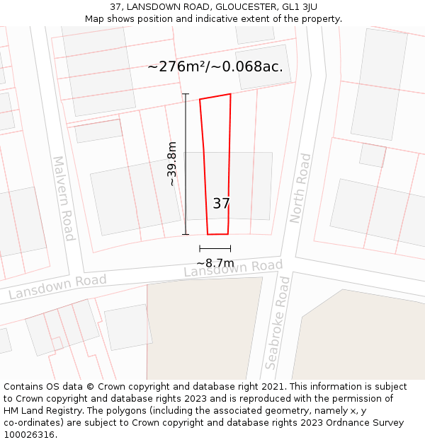 37, LANSDOWN ROAD, GLOUCESTER, GL1 3JU: Plot and title map