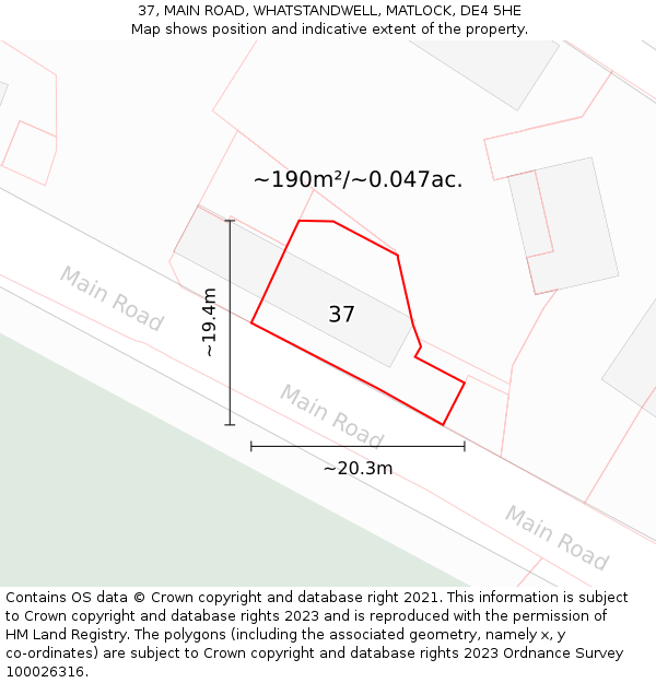 37, MAIN ROAD, WHATSTANDWELL, MATLOCK, DE4 5HE: Plot and title map