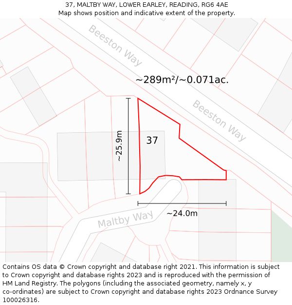 37, MALTBY WAY, LOWER EARLEY, READING, RG6 4AE: Plot and title map