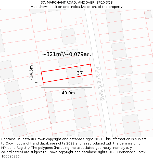 37, MARCHANT ROAD, ANDOVER, SP10 3QB: Plot and title map