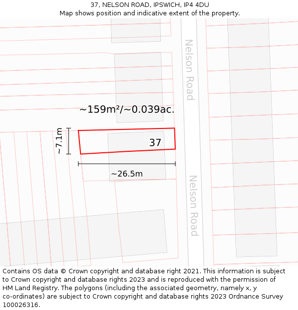 37, NELSON ROAD, IPSWICH, IP4 4DU: Plot and title map