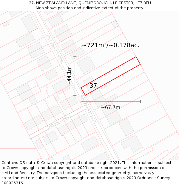 37, NEW ZEALAND LANE, QUENIBOROUGH, LEICESTER, LE7 3FU: Plot and title map