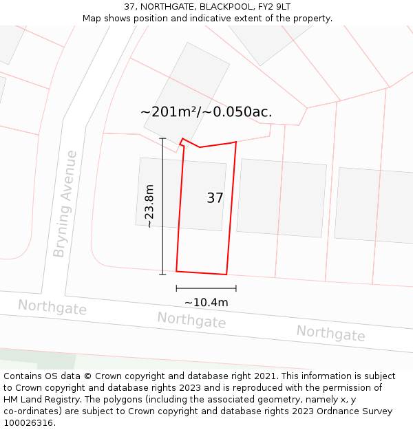 37, NORTHGATE, BLACKPOOL, FY2 9LT: Plot and title map