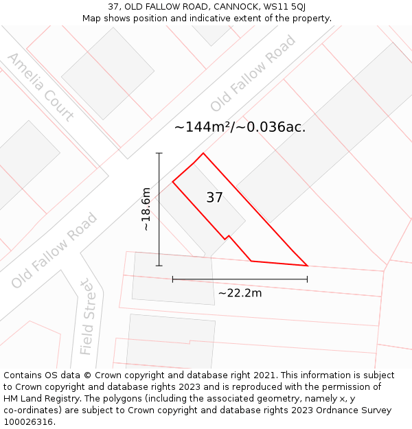 37, OLD FALLOW ROAD, CANNOCK, WS11 5QJ: Plot and title map