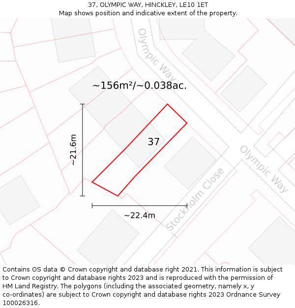 37, OLYMPIC WAY, HINCKLEY, LE10 1ET: Plot and title map