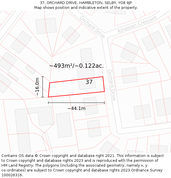 37, ORCHARD DRIVE, HAMBLETON, SELBY, YO8 9JP: Plot and title map