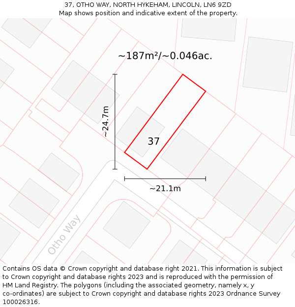 37, OTHO WAY, NORTH HYKEHAM, LINCOLN, LN6 9ZD: Plot and title map