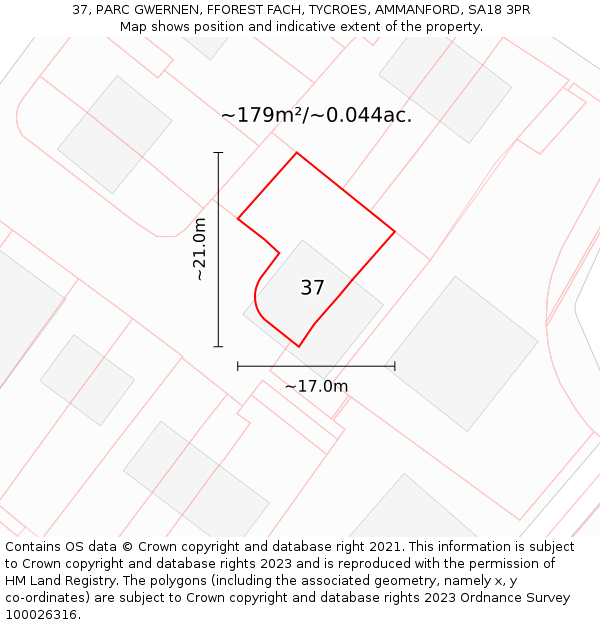 37, PARC GWERNEN, FFOREST FACH, TYCROES, AMMANFORD, SA18 3PR: Plot and title map