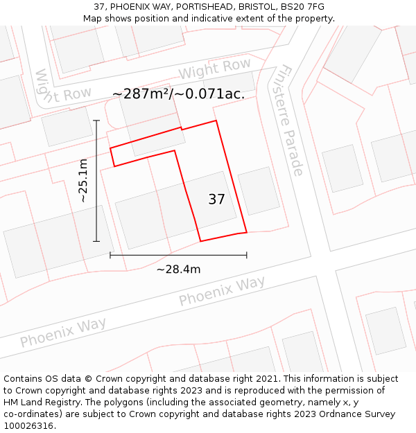 37, PHOENIX WAY, PORTISHEAD, BRISTOL, BS20 7FG: Plot and title map