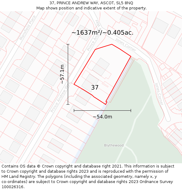 37, PRINCE ANDREW WAY, ASCOT, SL5 8NQ: Plot and title map