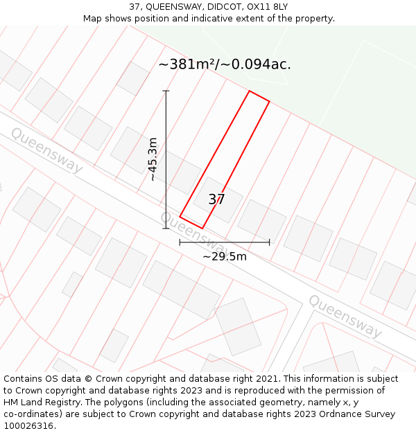 37, QUEENSWAY, DIDCOT, OX11 8LY: Plot and title map