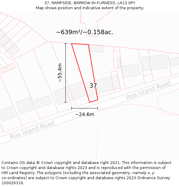 37, RAMPSIDE, BARROW-IN-FURNESS, LA13 0PY: Plot and title map