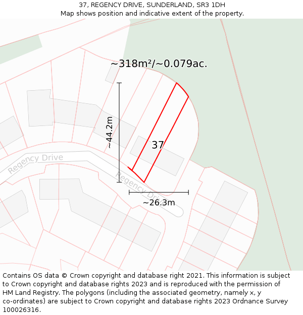 37, REGENCY DRIVE, SUNDERLAND, SR3 1DH: Plot and title map