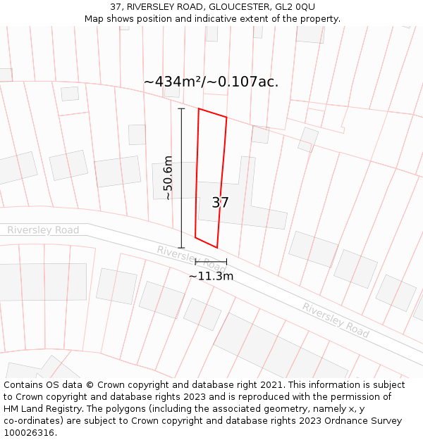 37, RIVERSLEY ROAD, GLOUCESTER, GL2 0QU: Plot and title map