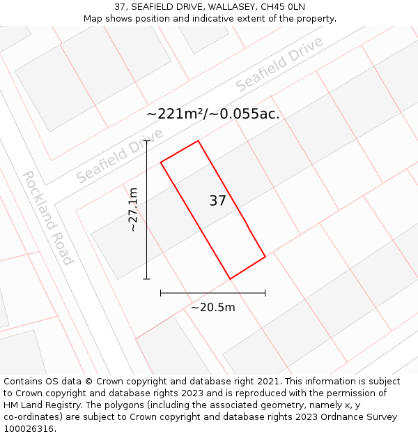 37, SEAFIELD DRIVE, WALLASEY, CH45 0LN: Plot and title map