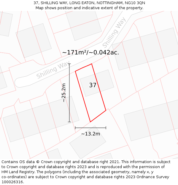 37, SHILLING WAY, LONG EATON, NOTTINGHAM, NG10 3QN: Plot and title map