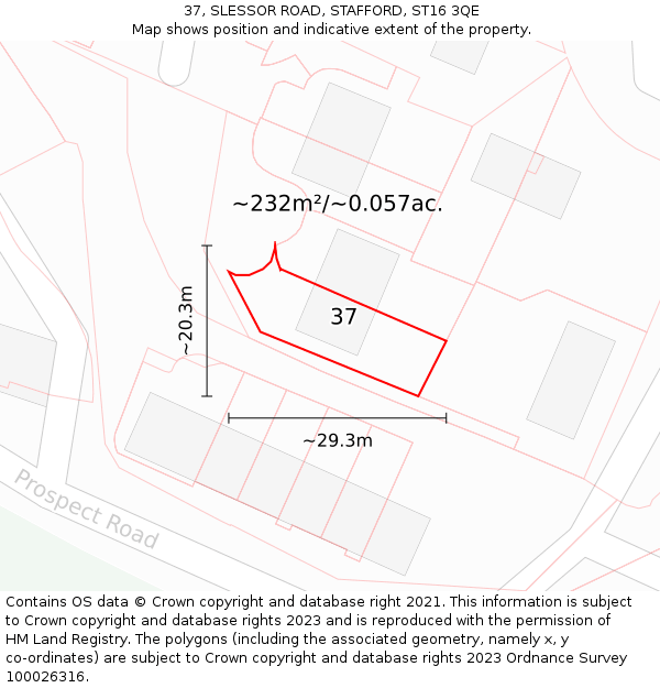 37, SLESSOR ROAD, STAFFORD, ST16 3QE: Plot and title map