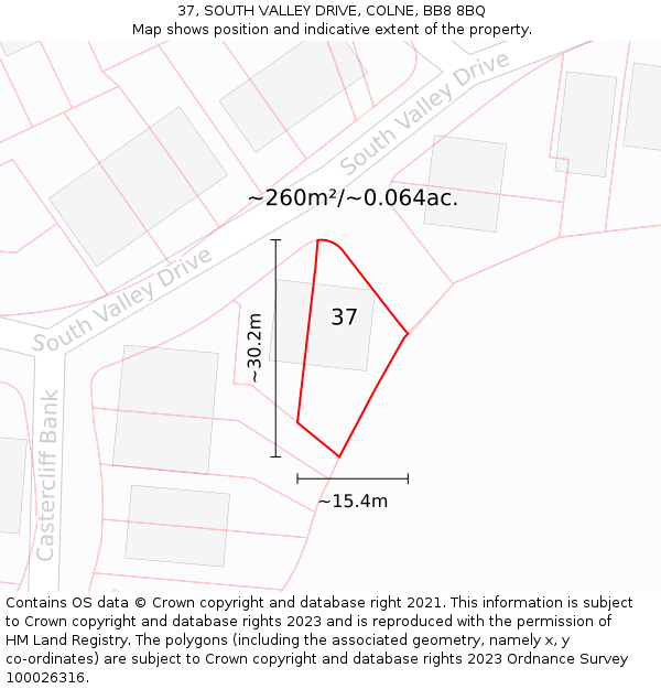 37, SOUTH VALLEY DRIVE, COLNE, BB8 8BQ: Plot and title map